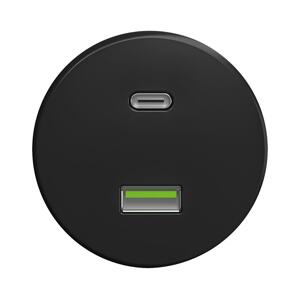 lap lap - Retro USB zásuvka A+C černá