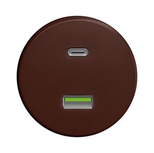 lap lap - Retro USB zásuvka A+C hnědá