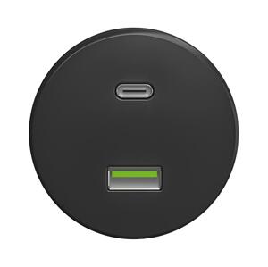 lap lap - Retro USB zásuvka A+C antracit