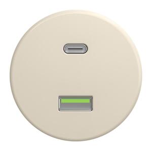 lap lap - Retro USB zásuvka A+C bez rámečku béžová