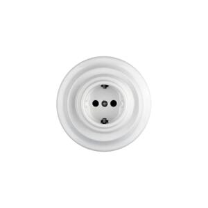 Bohemia-Design - Porcelá. retro domovní zásuvka s rámečkem SCHUKO 250V/16A bílá K1-R52AG