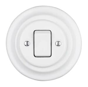 Bohemia-Design - Porcelánový retro jednoduchý vypínač s rámečkem č. 7 bílá 12357552