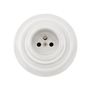 Bohemia-Design - Porcelánová retro zásuvka domovní s rámečkem 250V/16A bílá 12357555