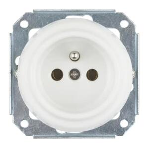 Bohemia-Design - Porcelánová retro zásuvka domovní bez rámečku 250V/16A bílá 12357557