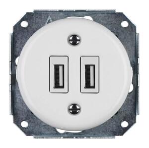 Bohemia-Design -Porcelánová retro USB napájecí zásuvka bez rámečku 2x USB-A bílá 12359364