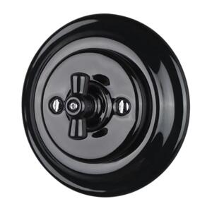 Bohemia-Design - Porcelánový retro vypínač otočný s rámečkem č. 7 černá 12359373