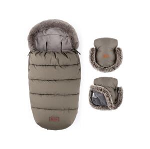 Petite&Mars PETITE&MARS - SADA Dětský fusak 4v1 COMFY + rukávníky na kočárek FURRY Mocha