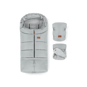Petite&Mars PETITE&MARS - SADA Dětský fusak 3v1 JIBOT + rukávníky na kočárek světle šedá