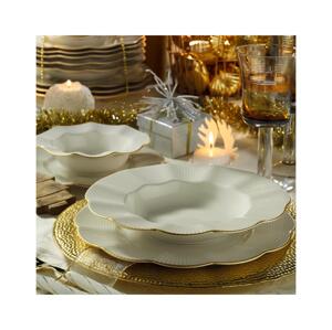 Jídelní sada 24 ks bílá/zlatá/porcelán 710KTP2482