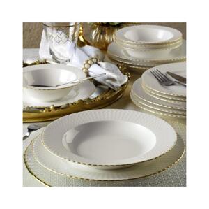 Jídelní sada 24 ks bílá/zlatá/porcelán 710KTP2490