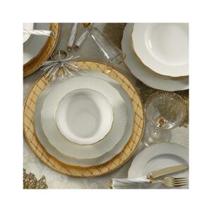 Jídelní sada 24 ks bílá/zlatá/porcelán 710KTP2661