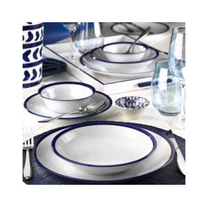 Jídelní sada 24 ks bílá/modrá/porcelán 710KTP2758