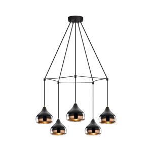 Lustr na lanku YILDO 5xE27/40W/230V černá/měděná