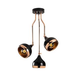 Lustr na tyči YILDO 3xE27/40W/230V černá/měděná