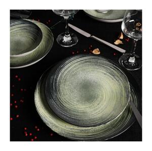 Jídelní sada 24 ks zelená/černá/porcelán 387GRP1107