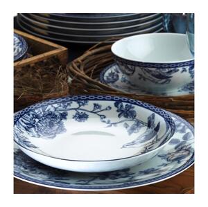 Jídelní sada 24 ks bílá/modrá/porcelán 710KTP2953