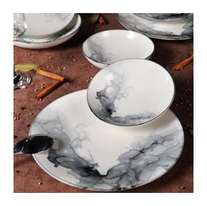 Jídelní sada 24 ks bílá/černá/porcelán 387GRP1243