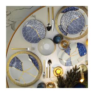 Jídelní sada 28 ks bílá/zlatá/modrá/porcelán 710KTP2993