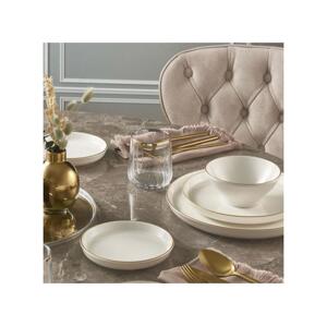 Jídelní sada 16 ks béžová/zlatá/porcelán 387GRP1309
