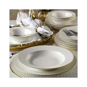 Jídelní sada 18 ks bílá/zlatá/porcelán 710KTP3378