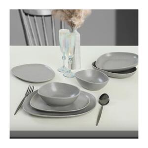 Jídelní sada 24 ks šedá/kamenina 275KRM1769