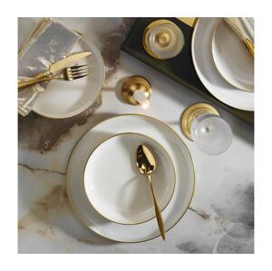 Jídelní sada 16 ks bílá/zlatá/porcelán 710KTP3602