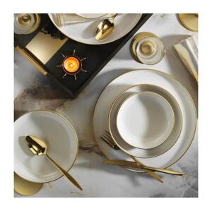 Jídelní sada 18 ks béžová/zlatá/porcelán 710KTP3603
