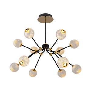 LED Lustr na tyči GELA 12xLED/5W/230V 3000K černá/zlatá
