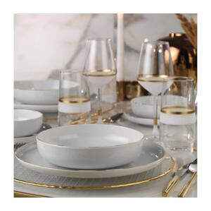 Jídelní sada 24 ks bílá/zlatá/porcelán 710KTP3411