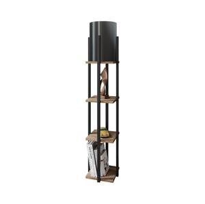 Stojací lampa s poličkami NORA 1xE27/40W/230V černá/hnědá