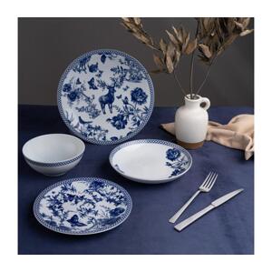 Jídelní sada 24 ks bílá/modrá/porcelán 710KTP3413