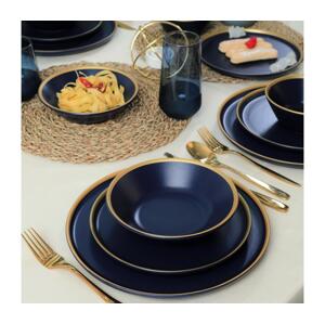Jídelní sada 24 ks modrá/zlatá/keramika 275KRM1933
