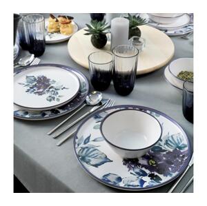 Jídelní sada 24 ks bílá/modrá/keramika 275KRM1934