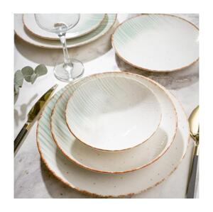 Jídelní sada 24 ks bílá/zelená/porcelán 387GRP1351