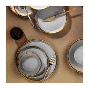 Jídelní sada 8 ks šedá/zlatá/porcelán 719KTP9736
