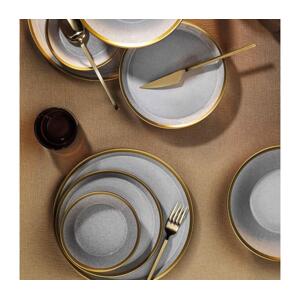 Jídelní sada 16 ks šedá/zlatá/porcelán 719KTP9737