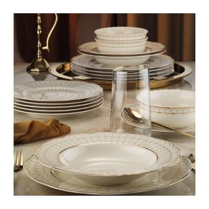 Jídelní sada 24 ks bílá/zlatá/porcelán 719KTP9747