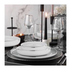 Jídelní sada 18 ks bílá/stříbrná/porcelán 719KTP9785