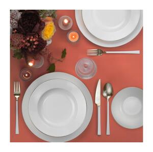 Jídelní sada 18 ks bílá/stříbrná/porcelán 719KTP9791