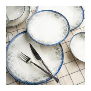 Jídelní sada 24 ks bílá/modrá/porcelán 387GRP1356