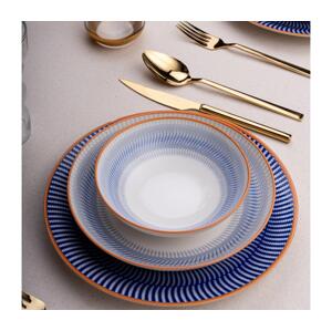 Jídelní sada 24 ks modrá/oranžová/porcelán 387GRP1359