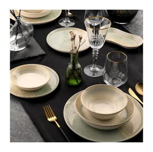 Jídelní sada 27 ks béžová/zelená/porcelán 721NBL3151