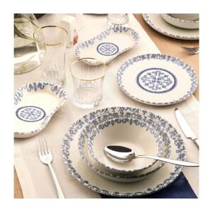 Jídelní sada 27 ks bílá/modrá/porcelán 721NBL3154