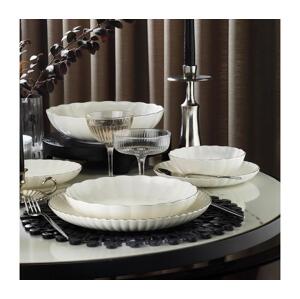 Jídelní sada 27 ks bílá/stříbrná/porcelán 719KTP9868