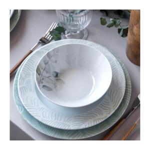 Jídelní sada 24 ks bílá/zelená/porcelán 719KTP9879