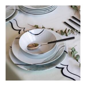 Jídelní sada 24 ks šedá/zelená/porcelán 719KTP9882