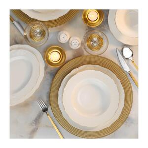 Jídelní sada 26 ks bílá/zlatá/porcelán 710KTP9736