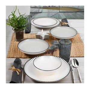 Jídelní sada 24 ks bílá/černá/porcelán 387GRP1361