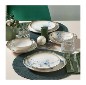 Jídelní sada 24 ks bílá/modrá/porcelán 387GRP1362