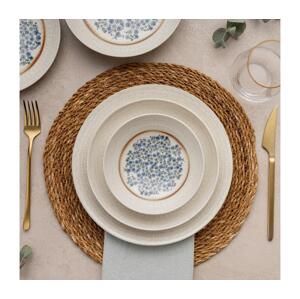 Jídelní sada 24 ks modrá/béžová/porcelán 387GRP1363